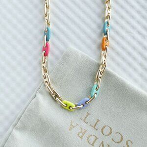Kendra Scott Gold Rainbow Multi Mix Bailey Chain Necklace NEW